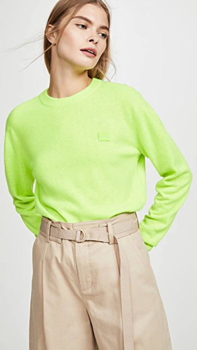 Shop Acne Studios Nalon Face Sweater In Lime Green