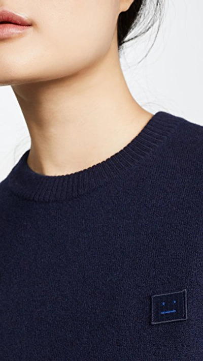 Shop Acne Studios Nalon Face Sweater In Navy Blue