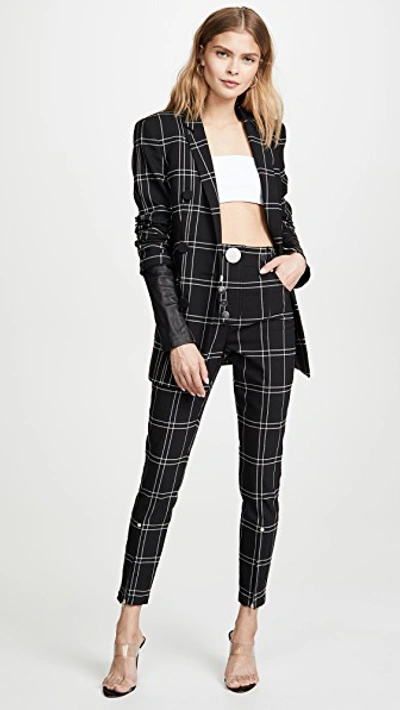 Shop Alexander Wang High Waisted Trousers With Snap Detail In Black/white