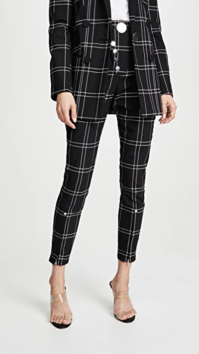 Shop Alexander Wang High Waisted Trousers With Snap Detail In Black/white