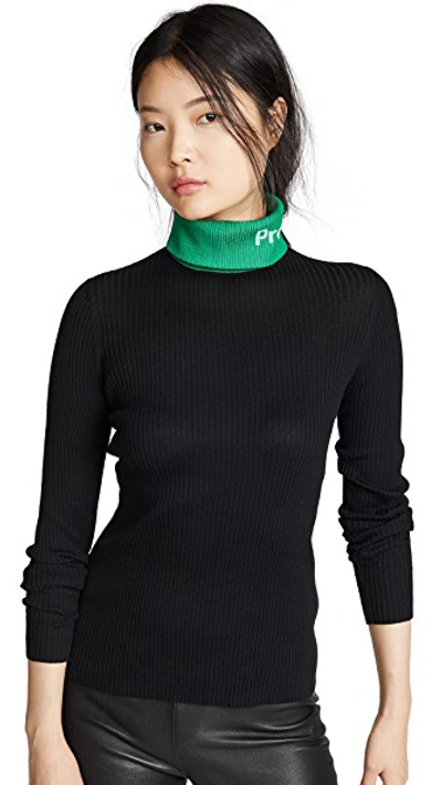 Shop Proenza Schouler Long Sleeve Knit Turtleneck In Black Combo