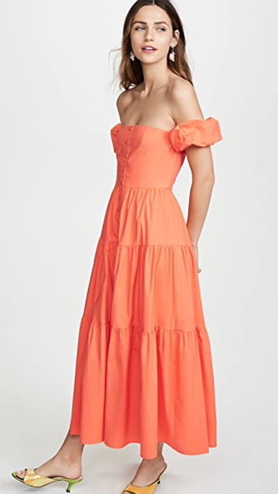 Shop Staud Elio Dress In Tangerine