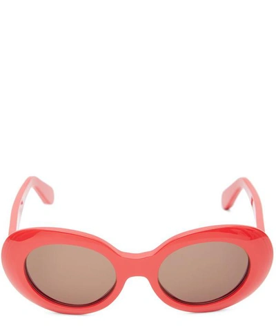 Shop Acne Studios Mustang Acetate Oval Sunglasses In Red/brown