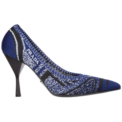 Shop Prada Women's Pumps Court Heel Shoes In Blue