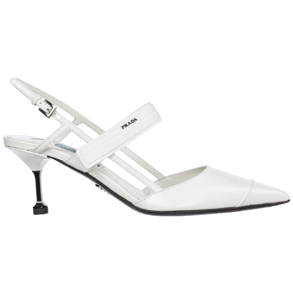 white leather high heel shoes