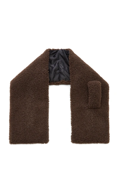 Shop Apparis Caroline Faux Shearling Scarf In Brown