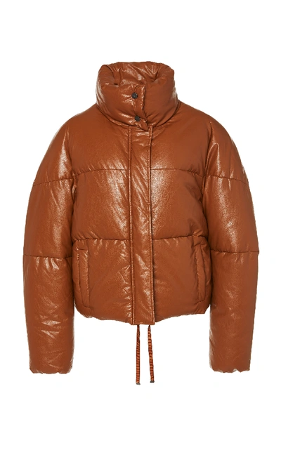 Shop Apparis Camila Vegan Leather Short Coat In Brown