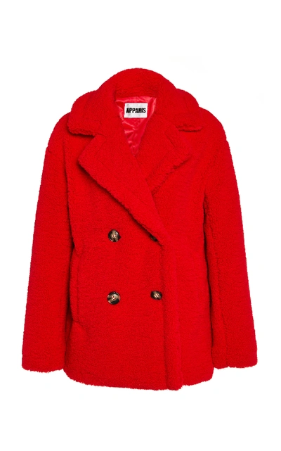 Shop Apparis Kenya Faux Shearling Short Coat In Red