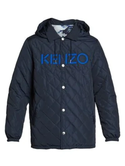 Shop Kenzo Reversible Coach Jacket In Navy Blue