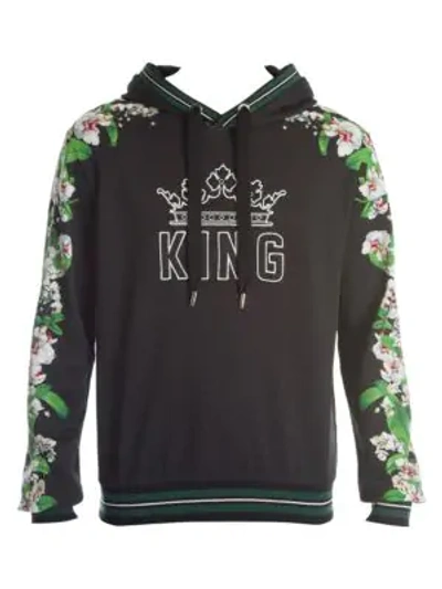 Shop Dolce & Gabbana Orchid Patch King Hoodie In Black