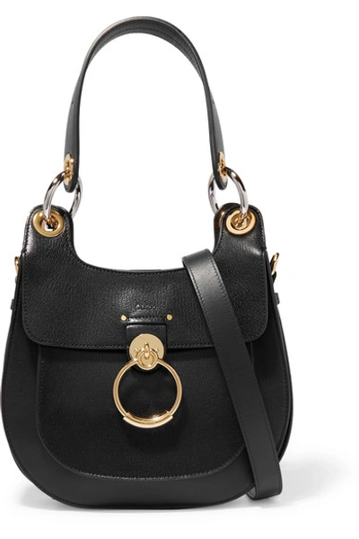 Shop Chloé Tess Small Leather Shoulder Bag In Black