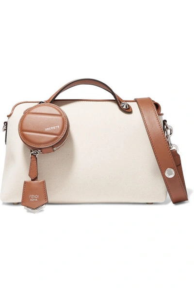 Shop Fendi By The Way Small Two-tone Canvas And Leather Shoulder Bag In Brown