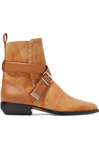 Shop Chloé Rylee Suede And Leather Ankle Boots In Tan