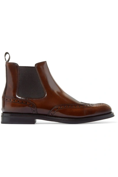 Shop Church's Ketsby Glossed-leather Chelsea Boots In Brown