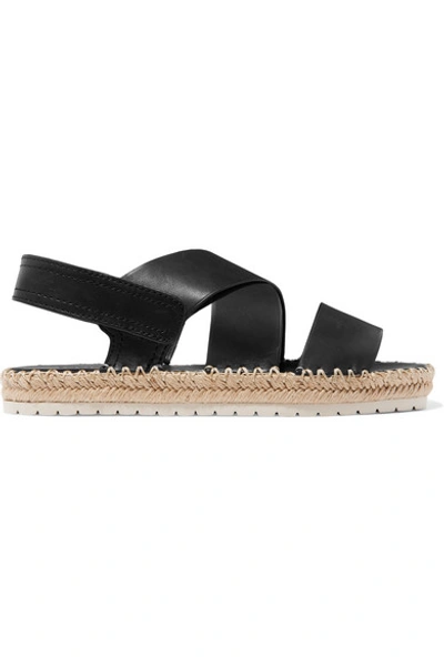 Shop Vince Tenison Leather Espadrille Sandals In Black