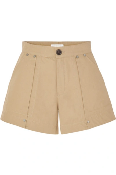 Shop Chloé Cotton-canvas Shorts In Mushroom