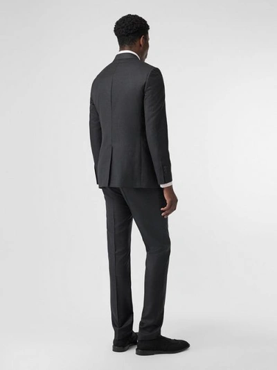 Shop Burberry Slim Fit Wool Silk Linen Suit In Dark Grey Melange