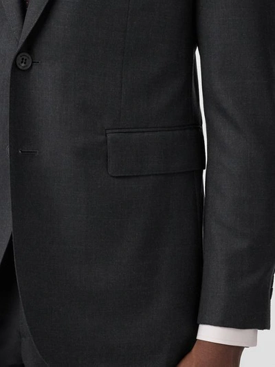 Shop Burberry Slim Fit Wool Silk Linen Suit In Dark Grey Melange