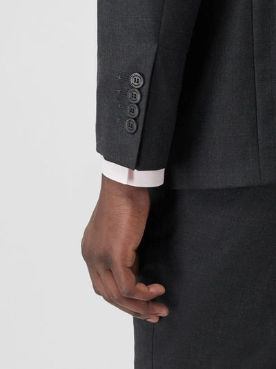 Shop Burberry Slim Fit Wool Silk Linen Suit In Dark Grey Melange