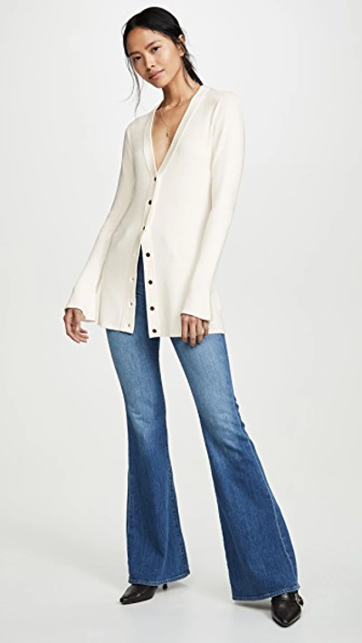 Shop L Agence Lucas Long Cardigan In Ivory