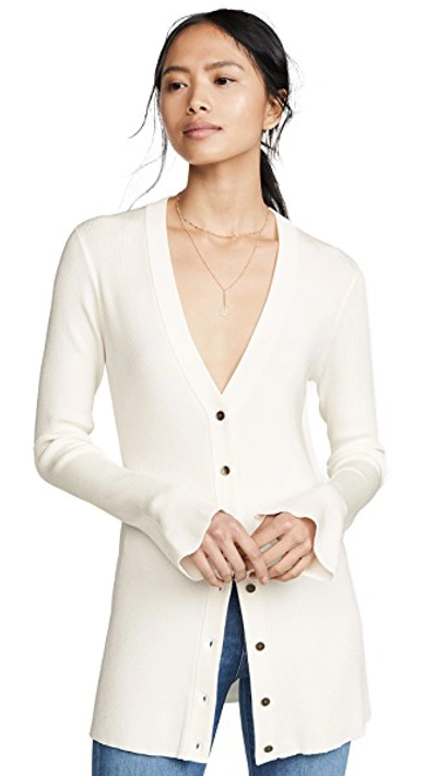 Shop L Agence Lucas Long Cardigan In Ivory