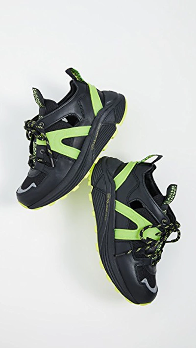 Shop Ganni Tech Sneakers In Neon Maize