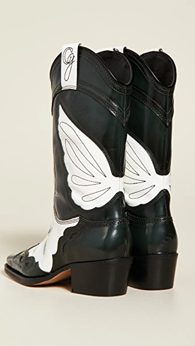 Shop Ganni High Texas Boots In Egret