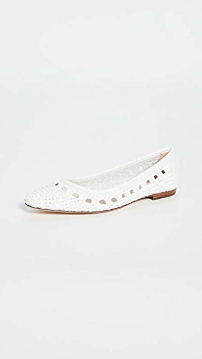 Shop Loeffler Randall Maura Woven Leather Ballet Flats In Optic White