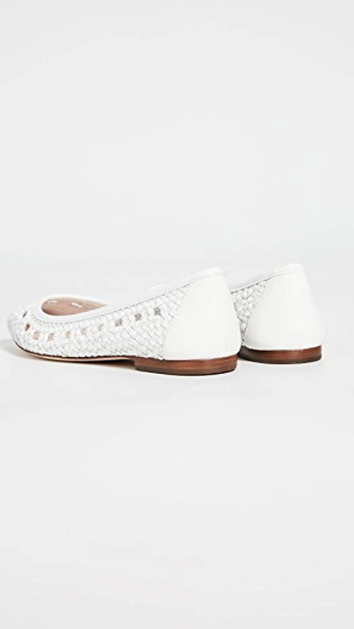 Shop Loeffler Randall Maura Woven Leather Ballet Flats In Optic White