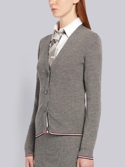 Shop Thom Browne Rwb-stripe Cardigan In Grey