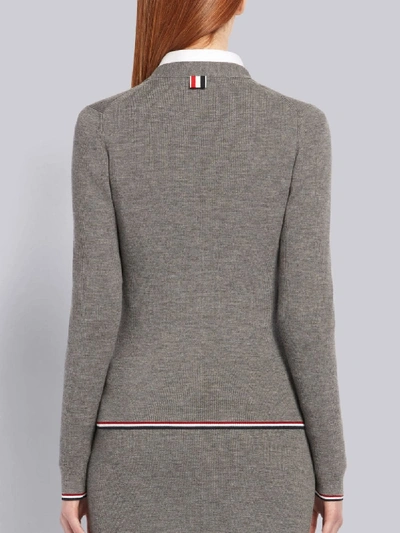 Shop Thom Browne Rwb-stripe Cardigan In Grey