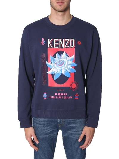 Shop Kenzo Crew Neck Sweatshirt In Blue