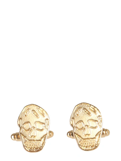 Shop Alexander Mcqueen Skull Cufflinks In Gold