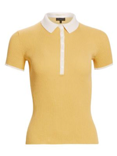 Shop Rag & Bone Libby Rib-knit Polo In Yellow