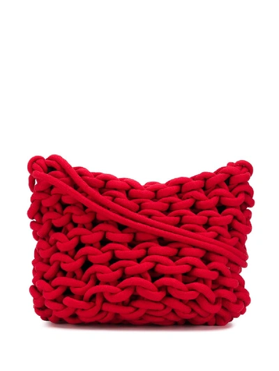 Shop Alienina Rope Knit Shoulder Bag - Red
