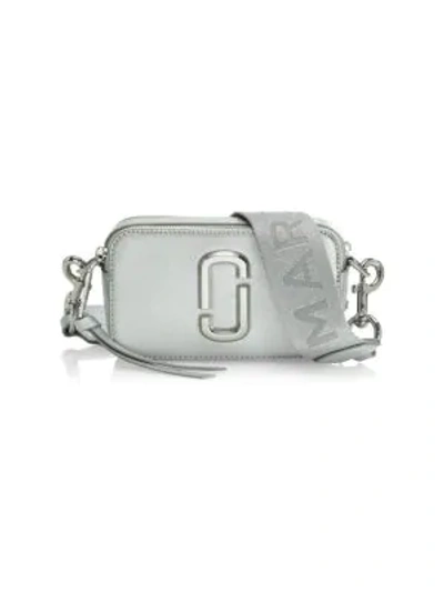 Shop Marc Jacobs The Snapshot Dtm Metallic Coated Leather Camera Bag In Silver