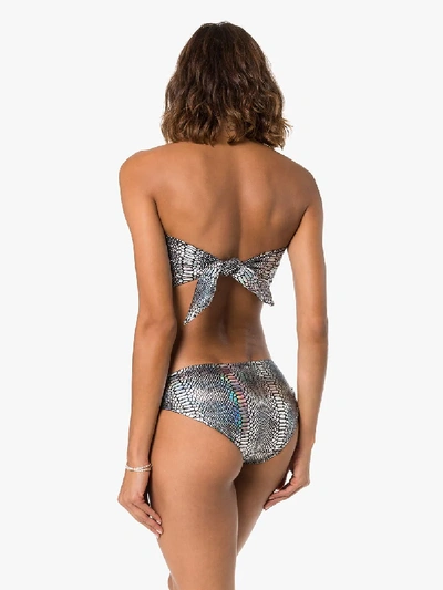 Shop Beth Richards Handkerchief Snakeskin-print Bikini In Metallic