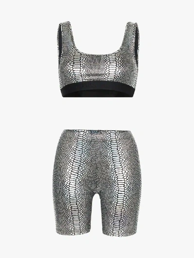 Shop Beth Richards Kim Snakeskin Top And Shorts Set In Metallic