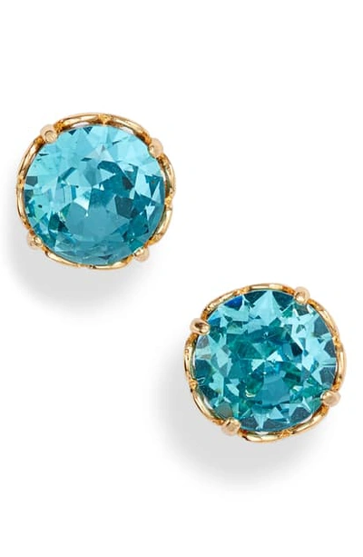 Shop Kate Spade Round Crystal Earrings In Aquamarine