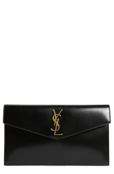 Saint Laurent Uptown Medium Shiny Smooth Calfskin Pouch Clutch Bag