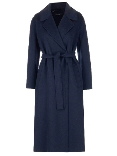 Shop Max Mara 's  Long Belted Coat In Blue