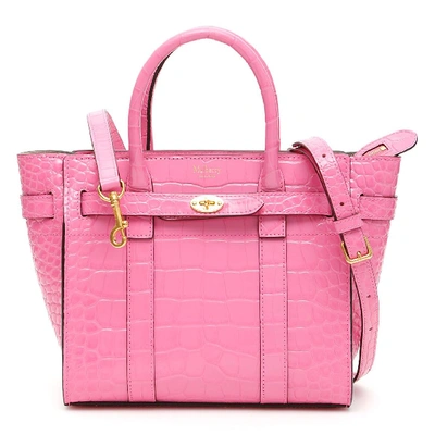 Shop Mulberry Mini Bayswater Tote Bag In Pink