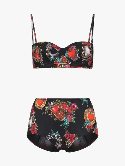 Shop Dolce & Gabbana Sacred Heart-print High-waisted Bikini In Hnbb3 Multicolour