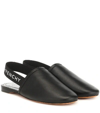 Shop Givenchy Leather Slingback Slippers In Black