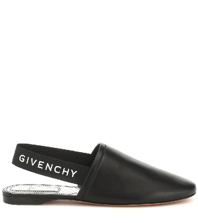 Shop Givenchy Leather Slingback Slippers In Black