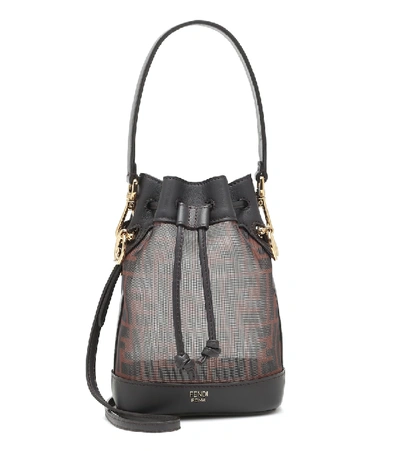 Shop Fendi Mon Trésor Mini Mesh Bucket Bag In Brown