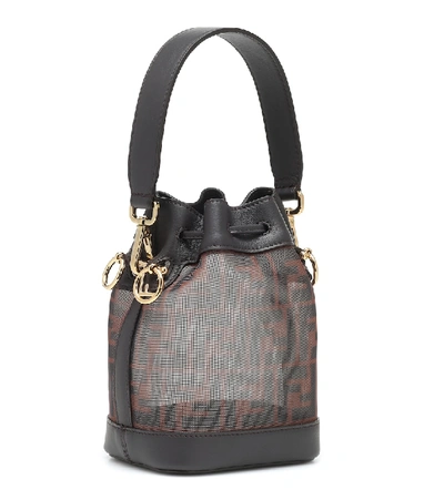 Shop Fendi Mon Trésor Mini Mesh Bucket Bag In Brown