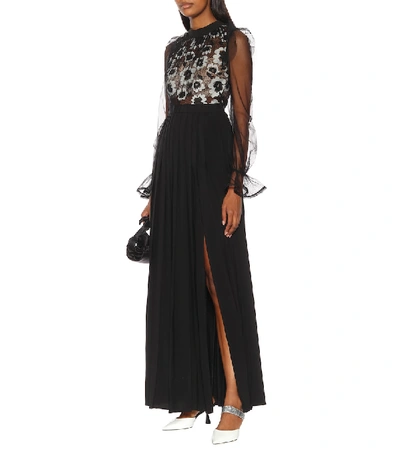 Shop Self-portrait Guipure Lace Maxi Dress In Black