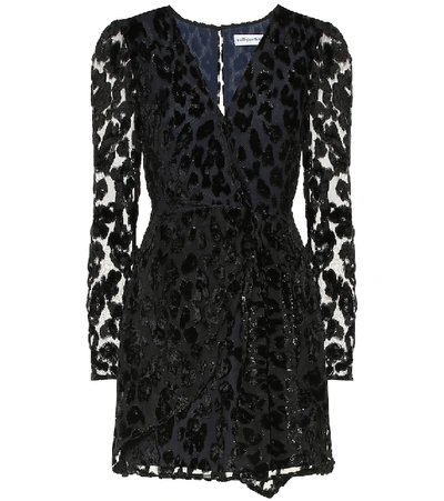 Shop Self-portrait Leopard Devoré Minidress In Black