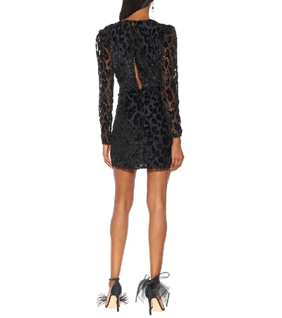 Shop Self-portrait Leopard Devoré Minidress In Black